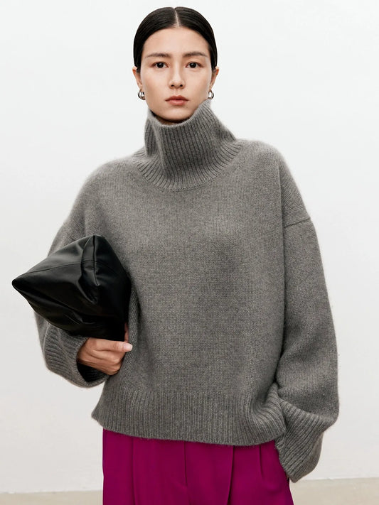 Turtleneck pure cashmere sweater female