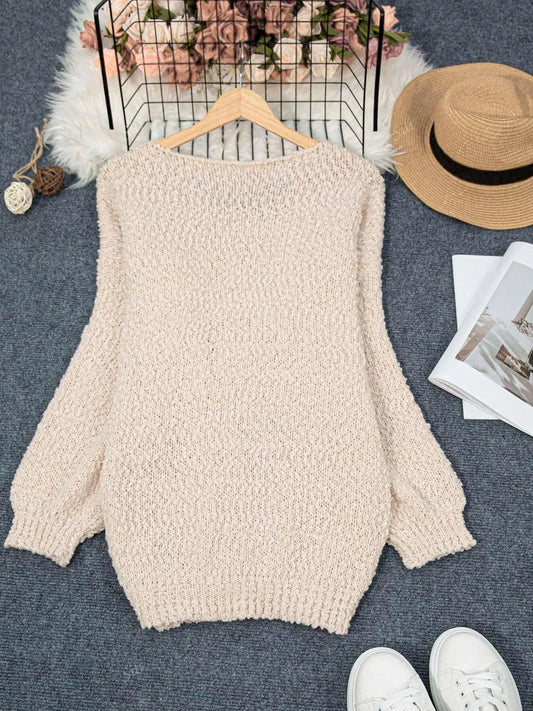 Solid Color Cable Knit Sweater Women's