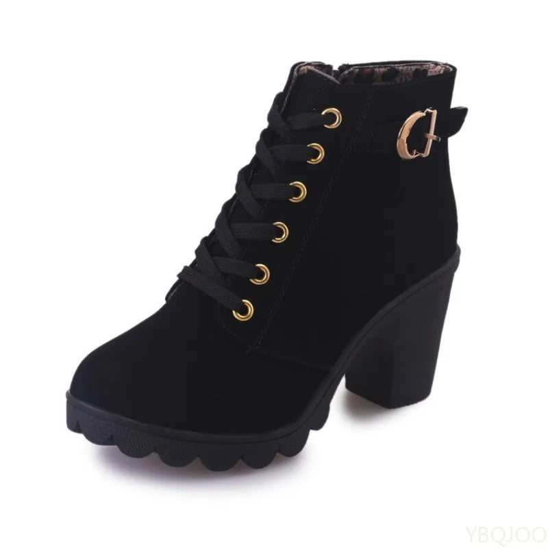 Casual Lace Up Side Zipper Boots, Comfortable Ankle Boots