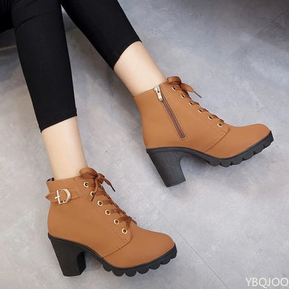 Casual Lace Up Side Zipper Boots, Comfortable Ankle Boots