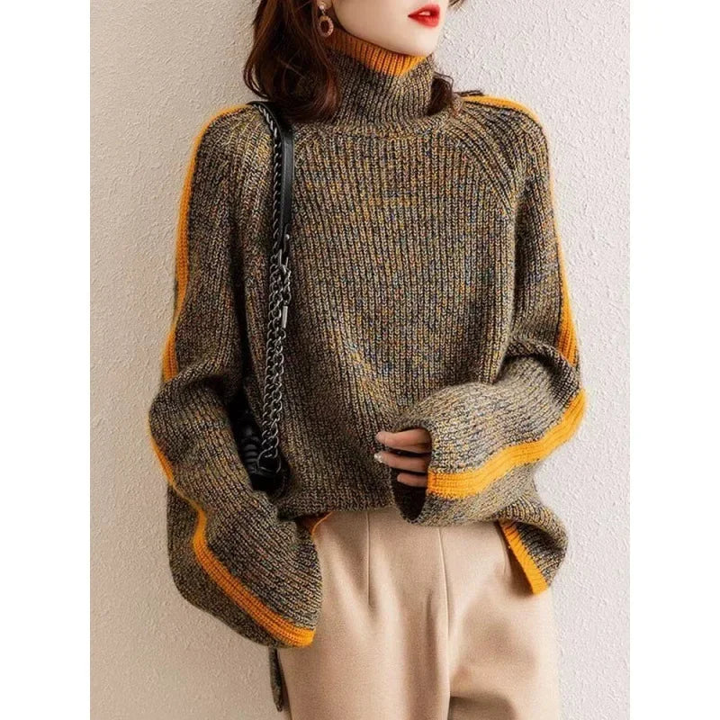 Women's Thickened High Collar Sweater Loose Outerwear