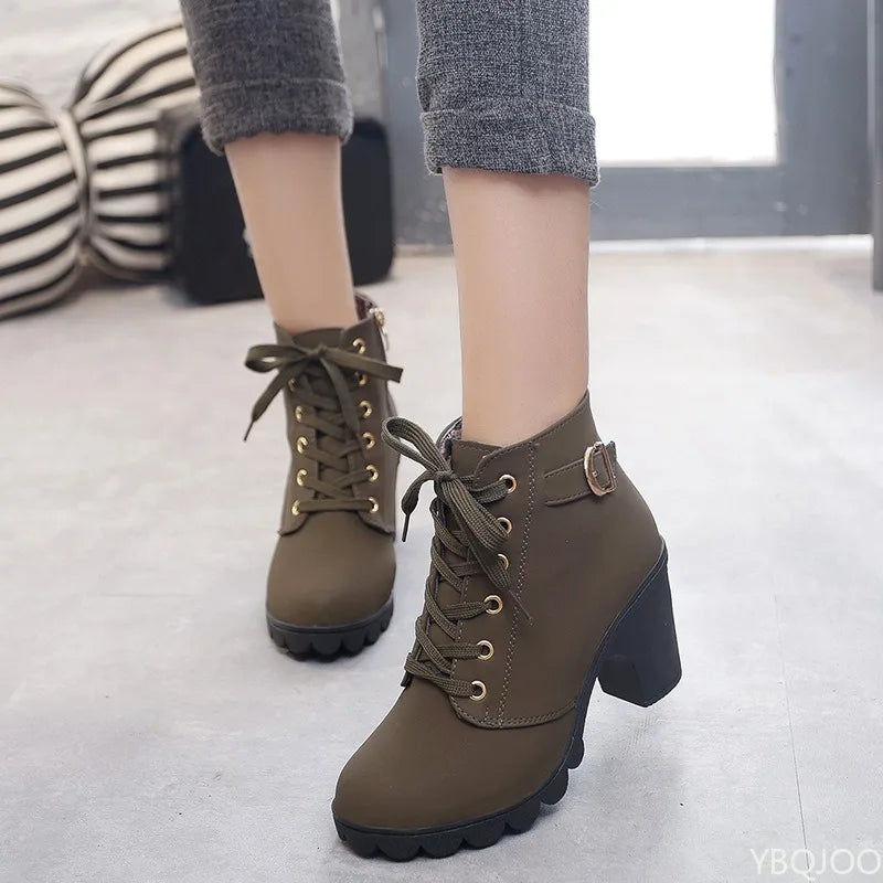 Casual Lace Up Side Zipper Boots, Comfortable Ankle Boots