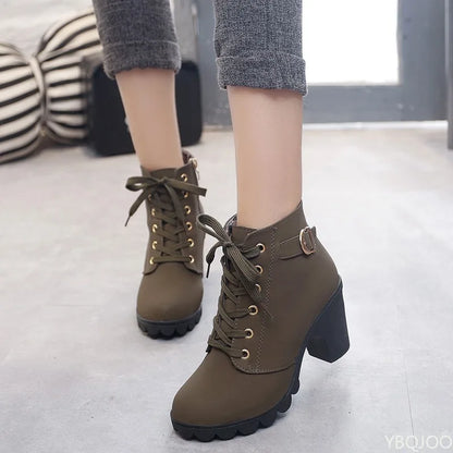 Casual Lace Up Side Zipper Boots, Comfortable Ankle Boots