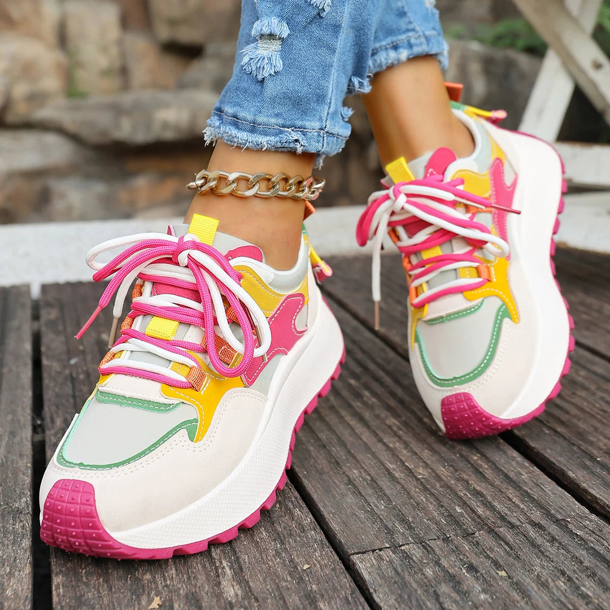 New women's shoes, thick soles, casual sneakers, versatile