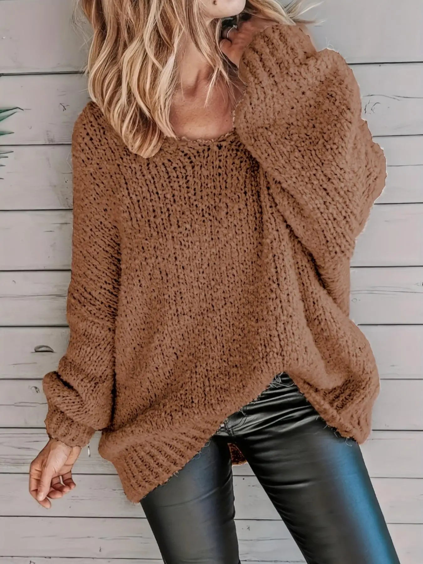 Solid Color Cable Knit Sweater Women's