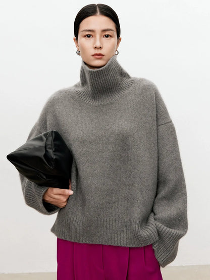 Turtleneck pure cashmere sweater female