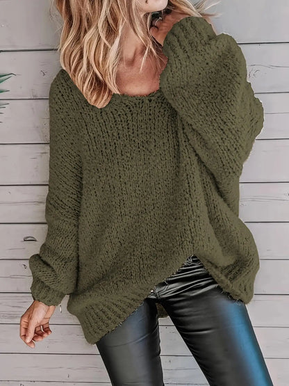Solid Color Cable Knit Sweater Women's