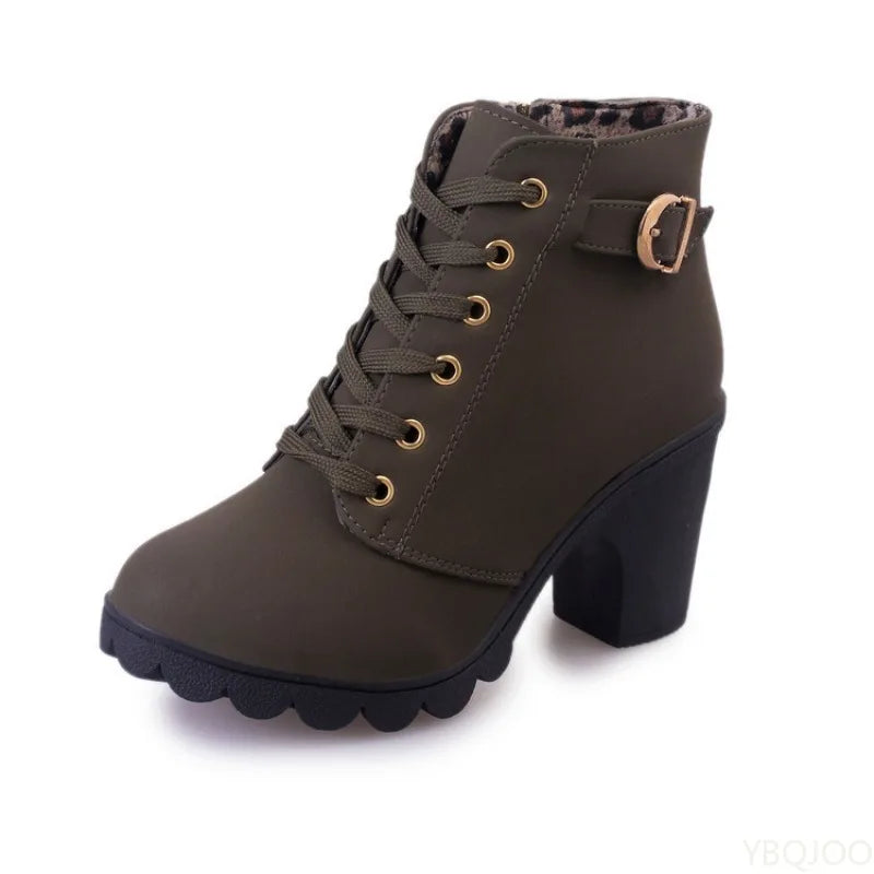 Casual Lace Up Side Zipper Boots, Comfortable Ankle Boots