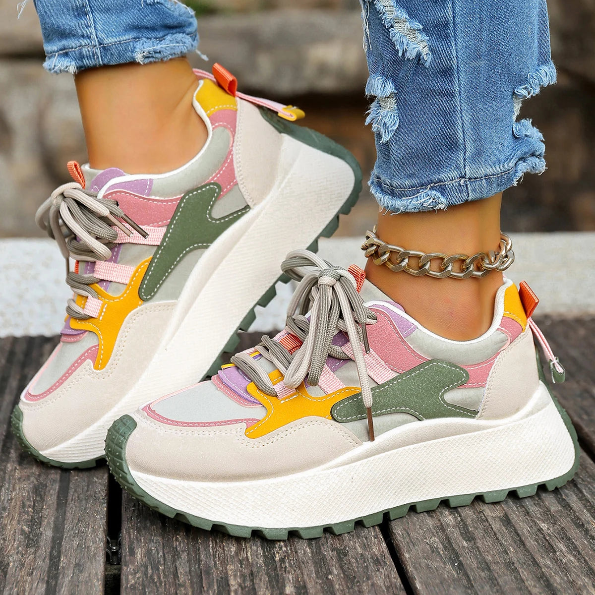 New women's shoes, thick soles, casual sneakers, versatile