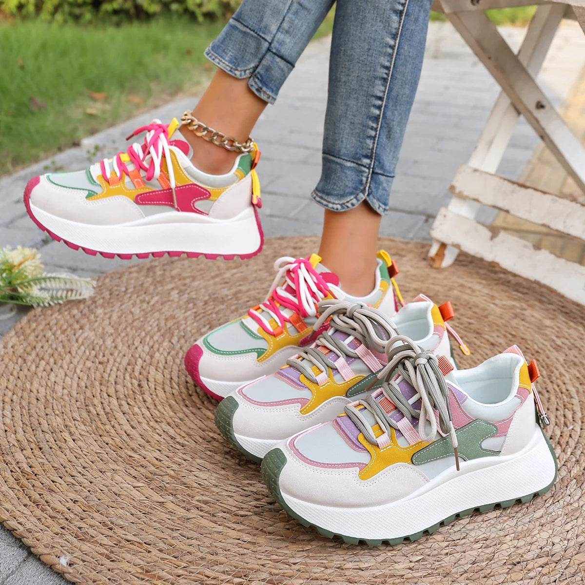 New women's shoes, thick soles, casual sneakers, versatile