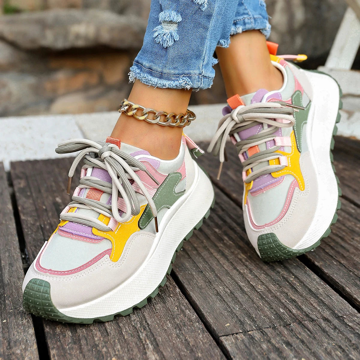 New women's shoes, thick soles, casual sneakers, versatile