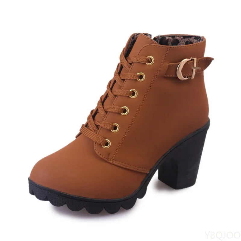 Casual Lace Up Side Zipper Boots, Comfortable Ankle Boots