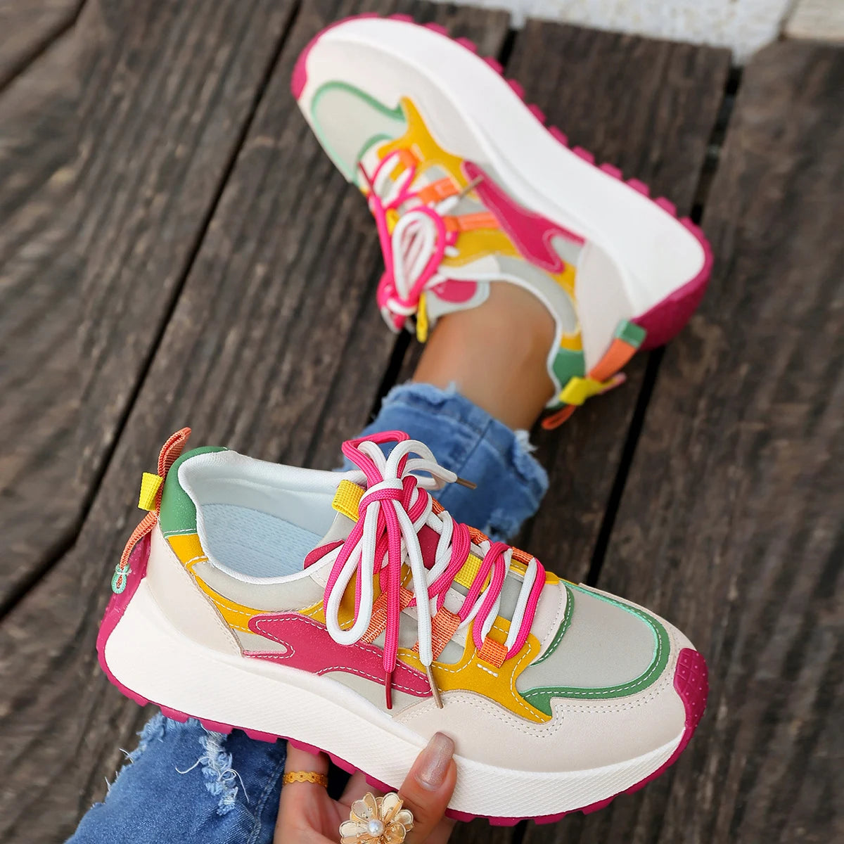 New women's shoes, thick soles, casual sneakers, versatile