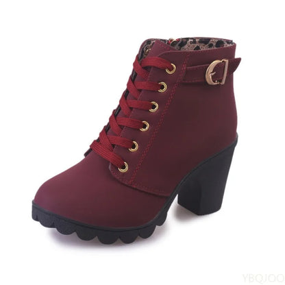 Casual Lace Up Side Zipper Boots, Comfortable Ankle Boots